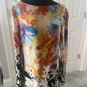 Cache 100% silk floral belted tunic top or mini dress - size M